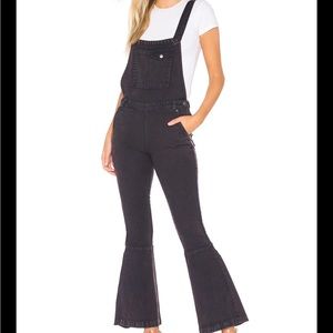 Chaser Brand Blueberry Vintage Canvas Flared Cross Back Overalls Size Medium